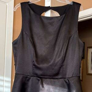 Elegant Black Satin Sleeveless Peplum Dress